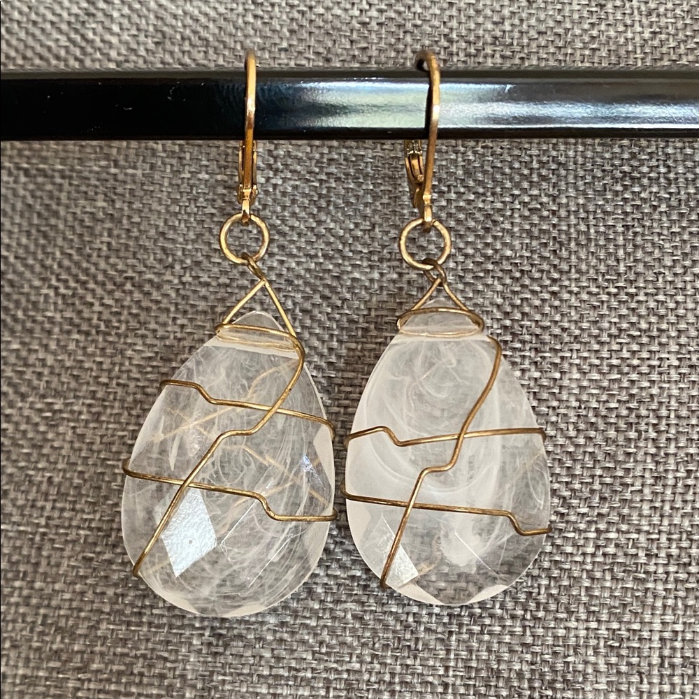 Vintage Gold and Quartz Teardrop Earrings